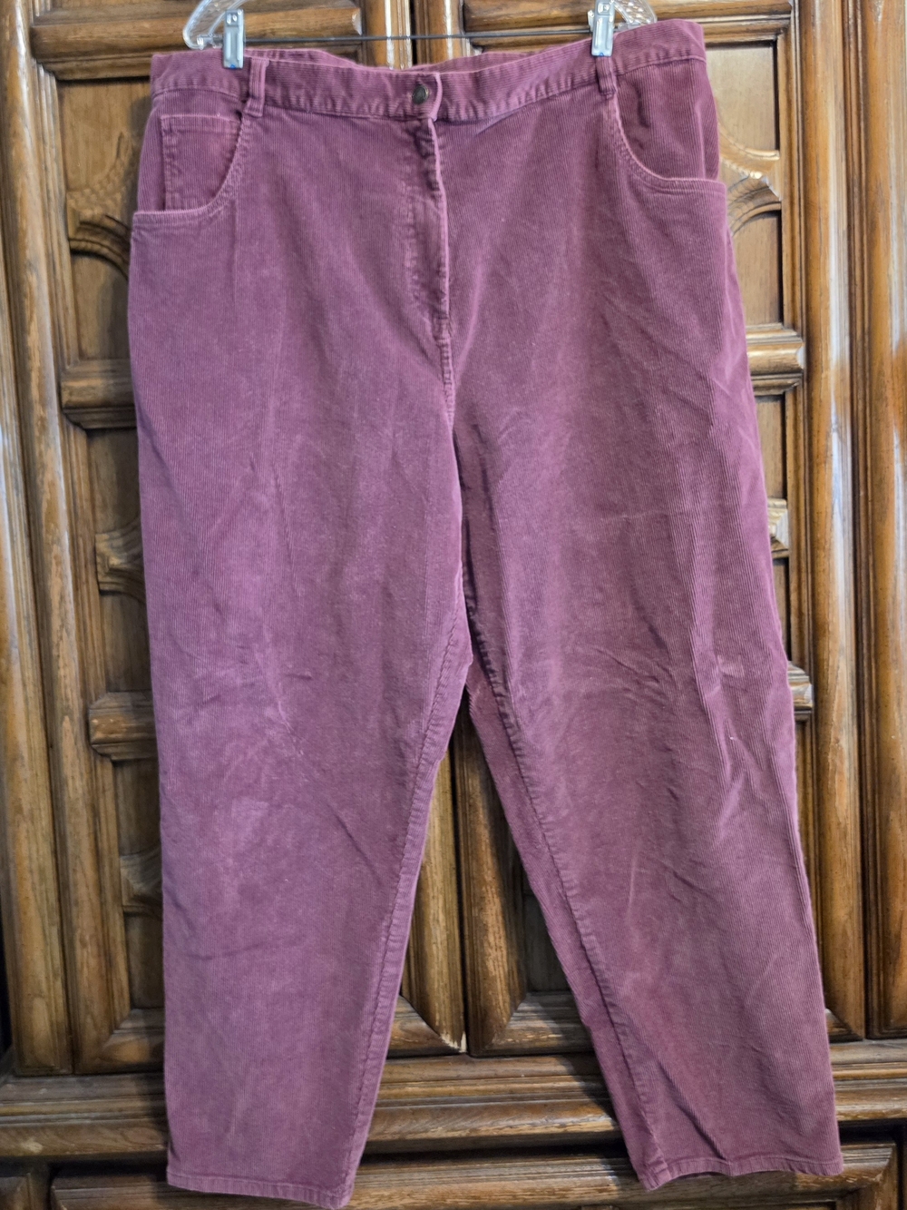 Vintage 90s Roaman's Burgundy Corduroy Pants High Waisted Plus Size JO (20)
